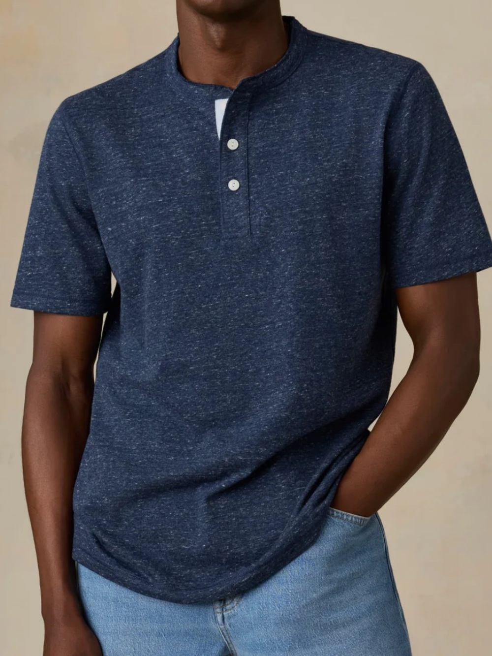 Faherty Mens Breeze Henley Midnight Skies Heather MEDIUM NWT